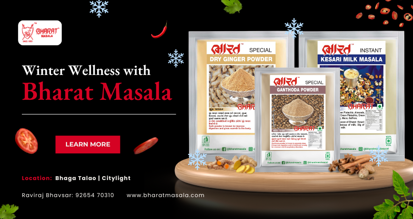 Winter Wellness with Bharat Sooth Powder, Bharat Ganthoda Powder, and Bharat Kesari Milk Masala